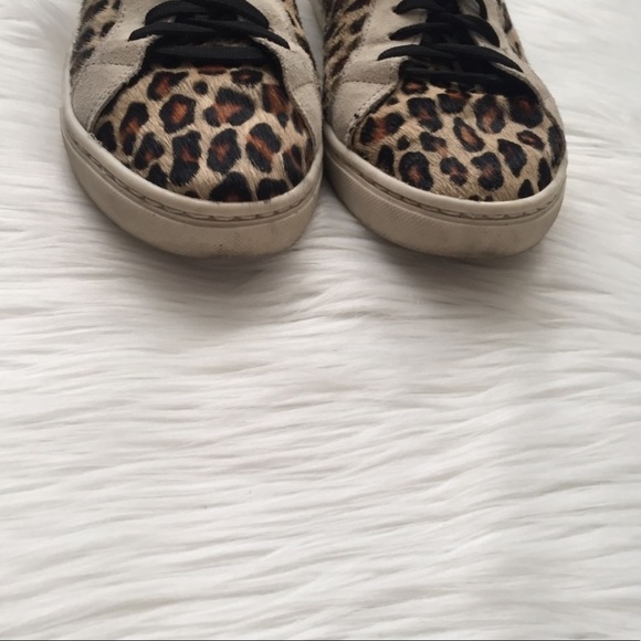 Zara Leopard Print Calf Hair Lace Up Sneakers 38 - Picture 3 of 11